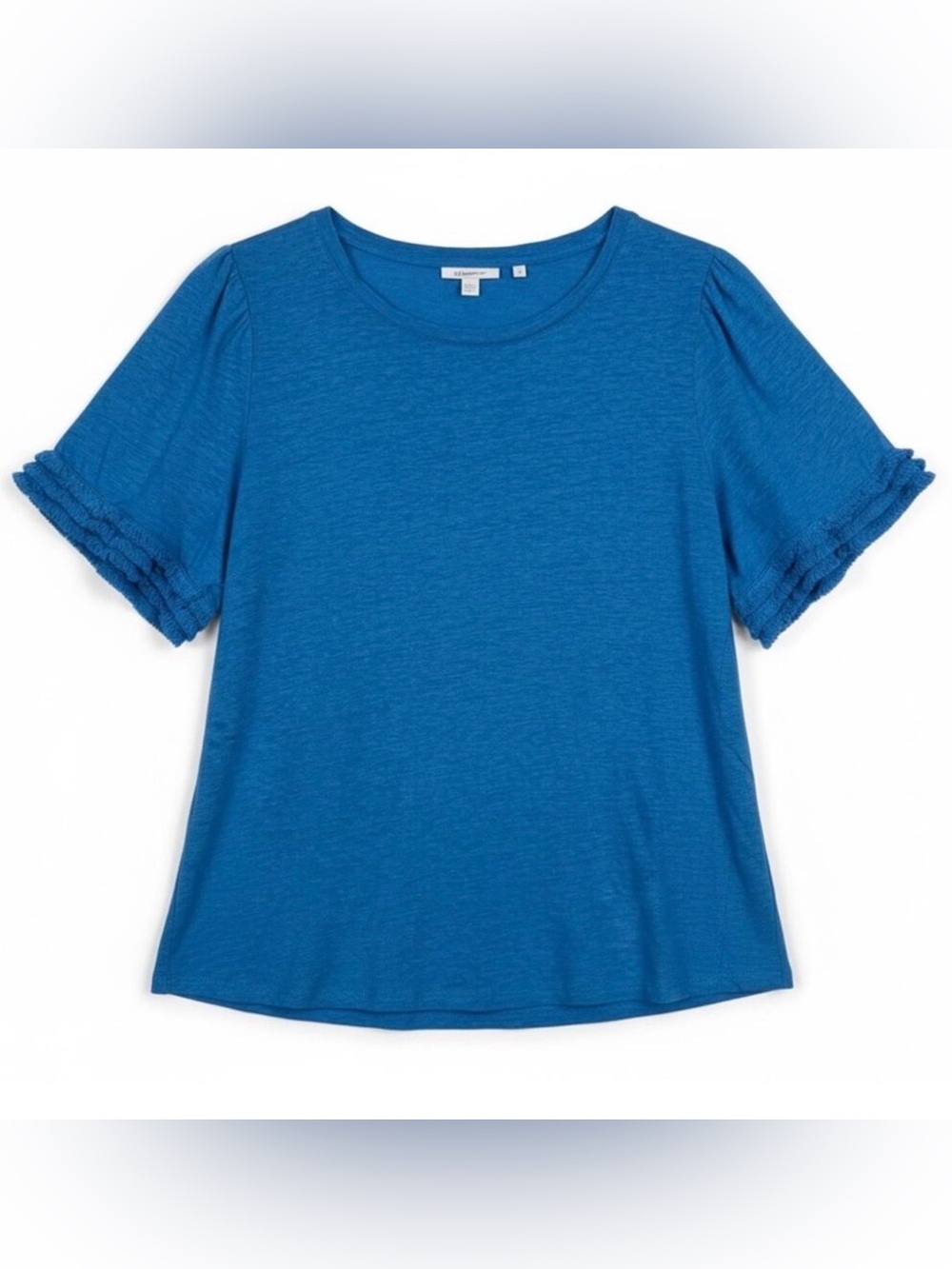 Chico's 100% Linen Top Ruffle Sleeves Relaxed Fit Blue Size XL